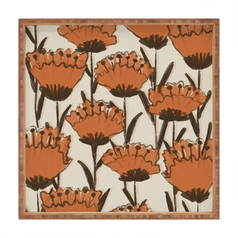 Alisa Galitsyna Red Hand Drawn Poppies Square Tray