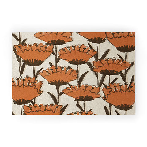 Alisa Galitsyna Red Hand Drawn Poppies Welcome Mat