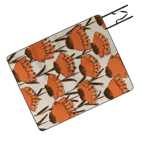 Alisa Galitsyna Red Hand Drawn Poppies Outdoor Blanket