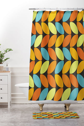 Alisa Galitsyna Retro 70s Color Palette Leaf P Shower Curtain And Mat
