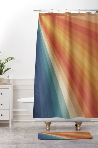 Alisa Galitsyna Retro 70s Sunrays Shower Curtain And Mat
