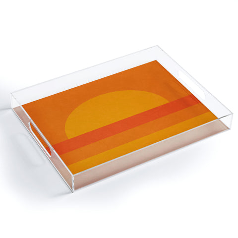 Alisa Galitsyna Retro Geometric Sunset Acrylic Tray