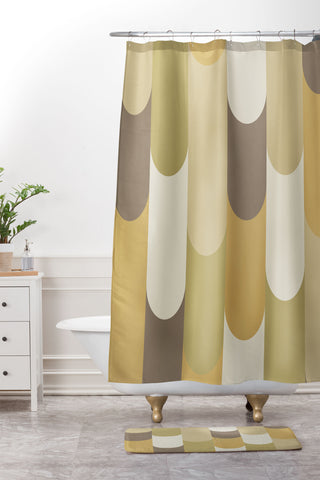 Alisa Galitsyna Retro Geometry II Shower Curtain And Mat