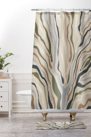 Alisa Galitsyna Rivers Topographic Map Shower Curtain And Mat