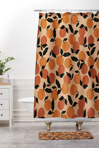 Alisa Galitsyna Seamless Citrus Pattern Shower Curtain And Mat