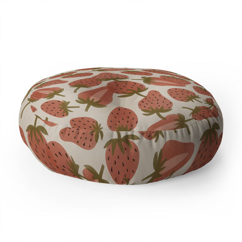 Alisa Galitsyna Strawberry Harvest Floor Pillow Round