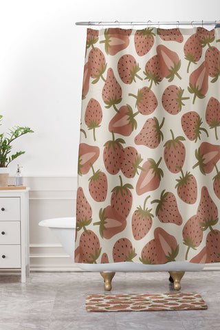 Alisa Galitsyna Strawberry Harvest Shower Curtain And Mat