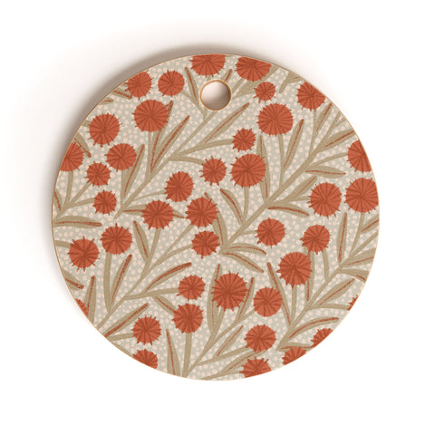 Alisa Galitsyna Summer Garden Red and Beige Cutting Board Round