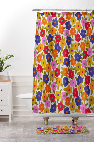 Alisa Galitsyna Tiny Flower Pattern Shower Curtain And Mat