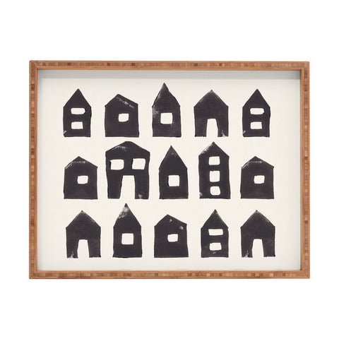 Alisa Galitsyna Tiny Houses 1 Handprinted Line Rectangular Tray