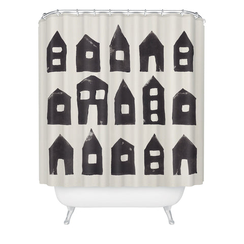 Alisa Galitsyna Tiny Houses 1 Handprinted Line Shower Curtain