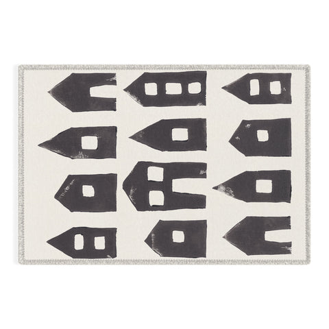 Alisa Galitsyna Tiny Houses 1 Handprinted Line Outdoor Rug