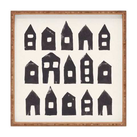 Alisa Galitsyna Tiny Houses 1 Handprinted Line Square Tray