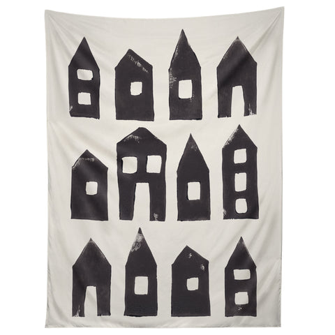 Alisa Galitsyna Tiny Houses 1 Handprinted Line Tapestry