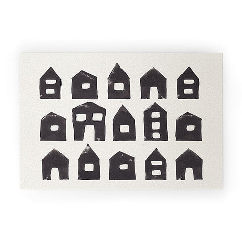 Alisa Galitsyna Tiny Houses 1 Handprinted Line Welcome Mat