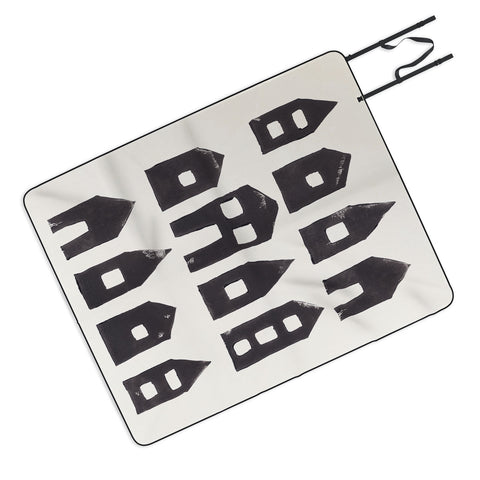 Alisa Galitsyna Tiny Houses 1 Handprinted Line Picnic Blanket