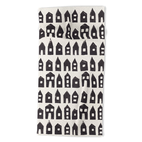 Alisa Galitsyna Tiny Houses 1 Handprinted Line Beach Towel