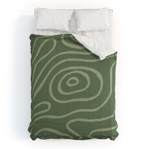 Alisa Galitsyna Topographic Map Grayish Green Comforter