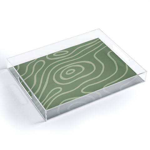 Alisa Galitsyna Topographic Map Grayish Green Acrylic Tray
