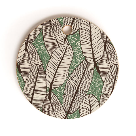 Alisa Galitsyna Tropical Banana Leaves Pattern Cutting Board Round
