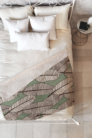 Alisa Galitsyna Tropical Banana Leaves Pattern Fleece Throw Blanket