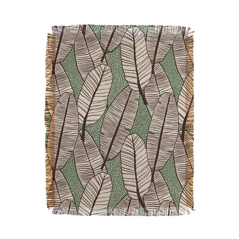 Alisa Galitsyna Tropical Banana Leaves Pattern Throw Blanket