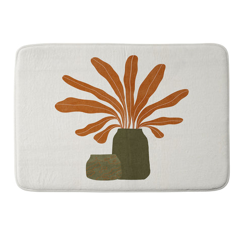 Alisa Galitsyna Two Green Vases Orange Plant Memory Foam Bath Mat