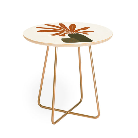Alisa Galitsyna Two Green Vases Orange Plant Round Side Table
