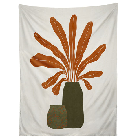 Alisa Galitsyna Two Green Vases Orange Plant Tapestry