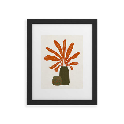 Alisa Galitsyna Two Green Vases Orange Plant Framed Art Print
