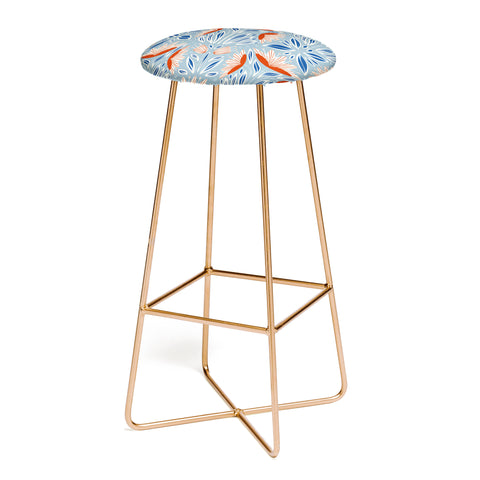 Alisa Galitsyna Wildflowers Cyan Beige Bar Stool