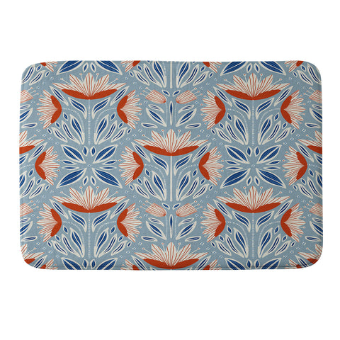 Alisa Galitsyna Wildflowers Cyan Beige Memory Foam Bath Mat