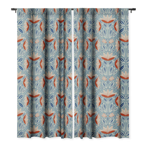 Alisa Galitsyna Wildflowers Cyan Beige Blackout Window Curtain