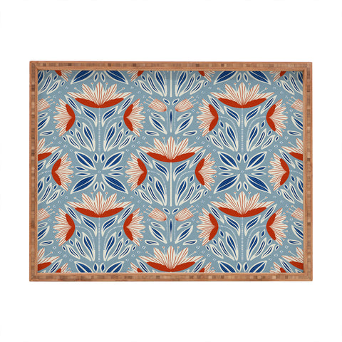 Alisa Galitsyna Wildflowers Cyan Beige Rectangular Tray