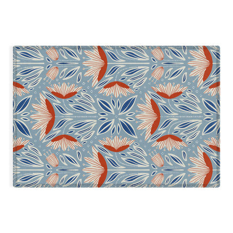 Alisa Galitsyna Wildflowers Cyan Beige Outdoor Rug
