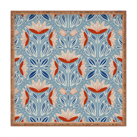 Alisa Galitsyna Wildflowers Cyan Beige Square Tray