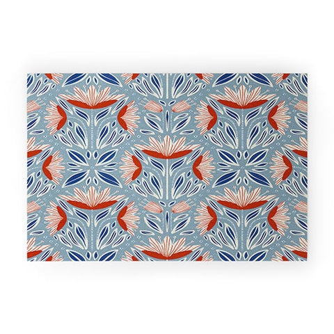 Alisa Galitsyna Wildflowers Cyan Beige Welcome Mat