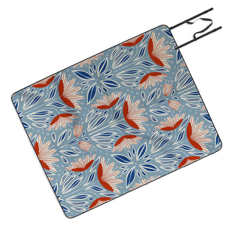 Alisa Galitsyna Wildflowers Cyan Beige Picnic Blanket
