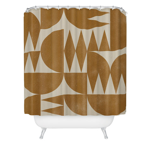 Alisa Galitsyna Woodblock Pattern Shower Curtain