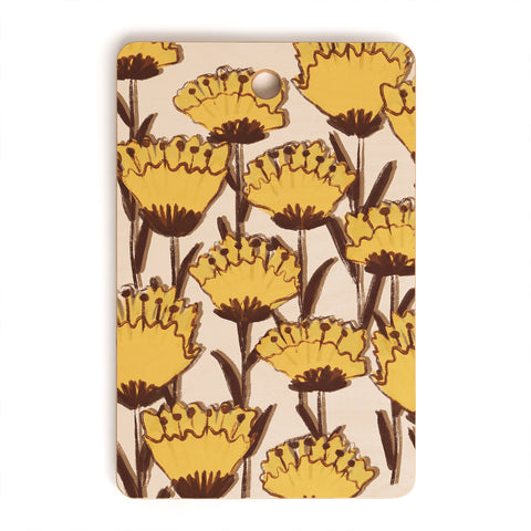 Alisa Galitsyna Yellow Hand Drawn Wildflowers Cutting Board Rectangle