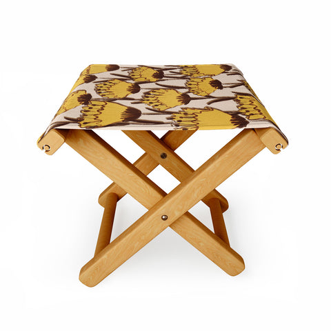 Alisa Galitsyna Yellow Hand Drawn Wildflowers Folding Stool