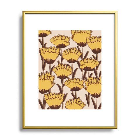 Alisa Galitsyna Yellow Hand Drawn Wildflowers Metal Framed Art Print