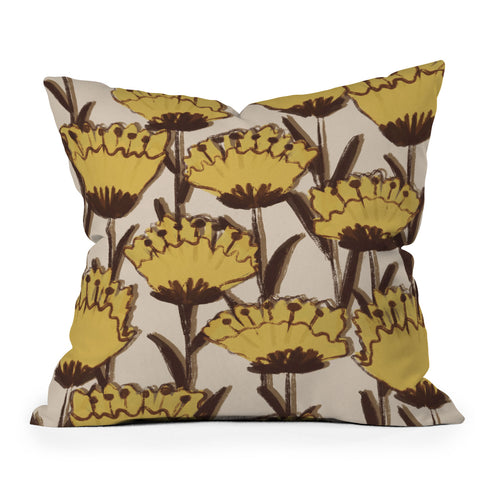 Alisa Galitsyna Yellow Hand Drawn Wildflowers Throw Pillow