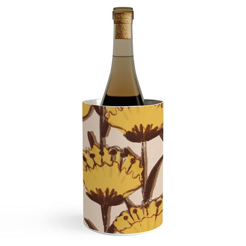 Alisa Galitsyna Yellow Hand Drawn Wildflowers Wine Chiller
