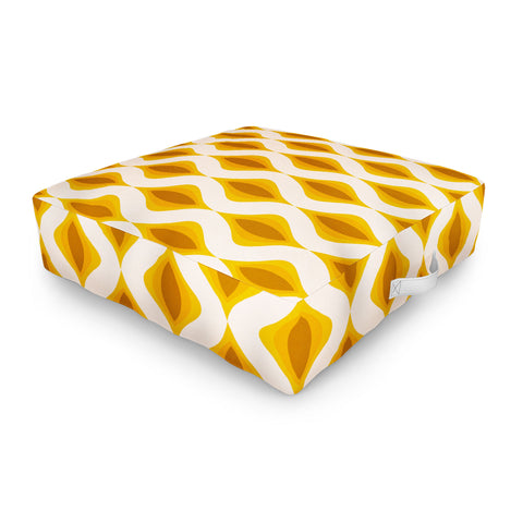 Alisa Galitsyna Yellow Ornaments Outdoor Floor Cushion