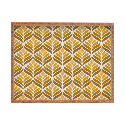 Alisa Galitsyna Yellow Retro Flower Pattern Rectangular Tray
