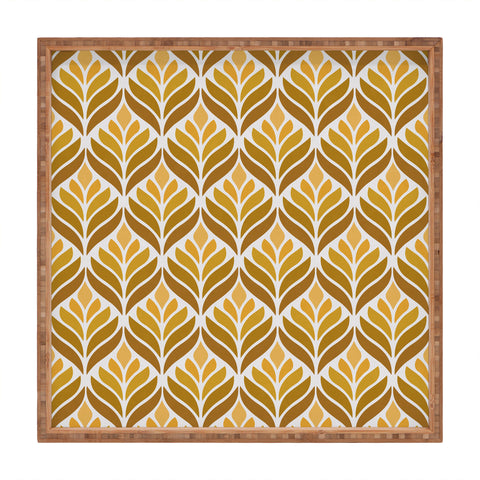Alisa Galitsyna Yellow Retro Flower Pattern Square Tray