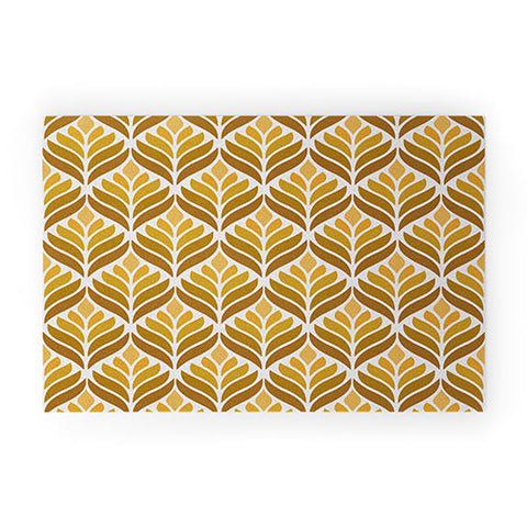 Alisa Galitsyna Yellow Retro Flower Pattern Welcome Mat