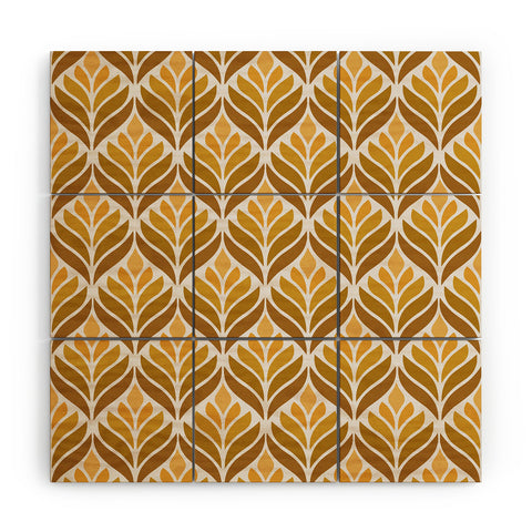 Alisa Galitsyna Yellow Retro Flower Pattern Wood Wall Mural