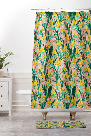 alison janssen Birds of Paradise Party Shower Curtain And Mat